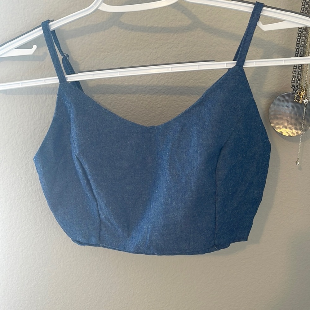 Denim style tank top, adjustable straps